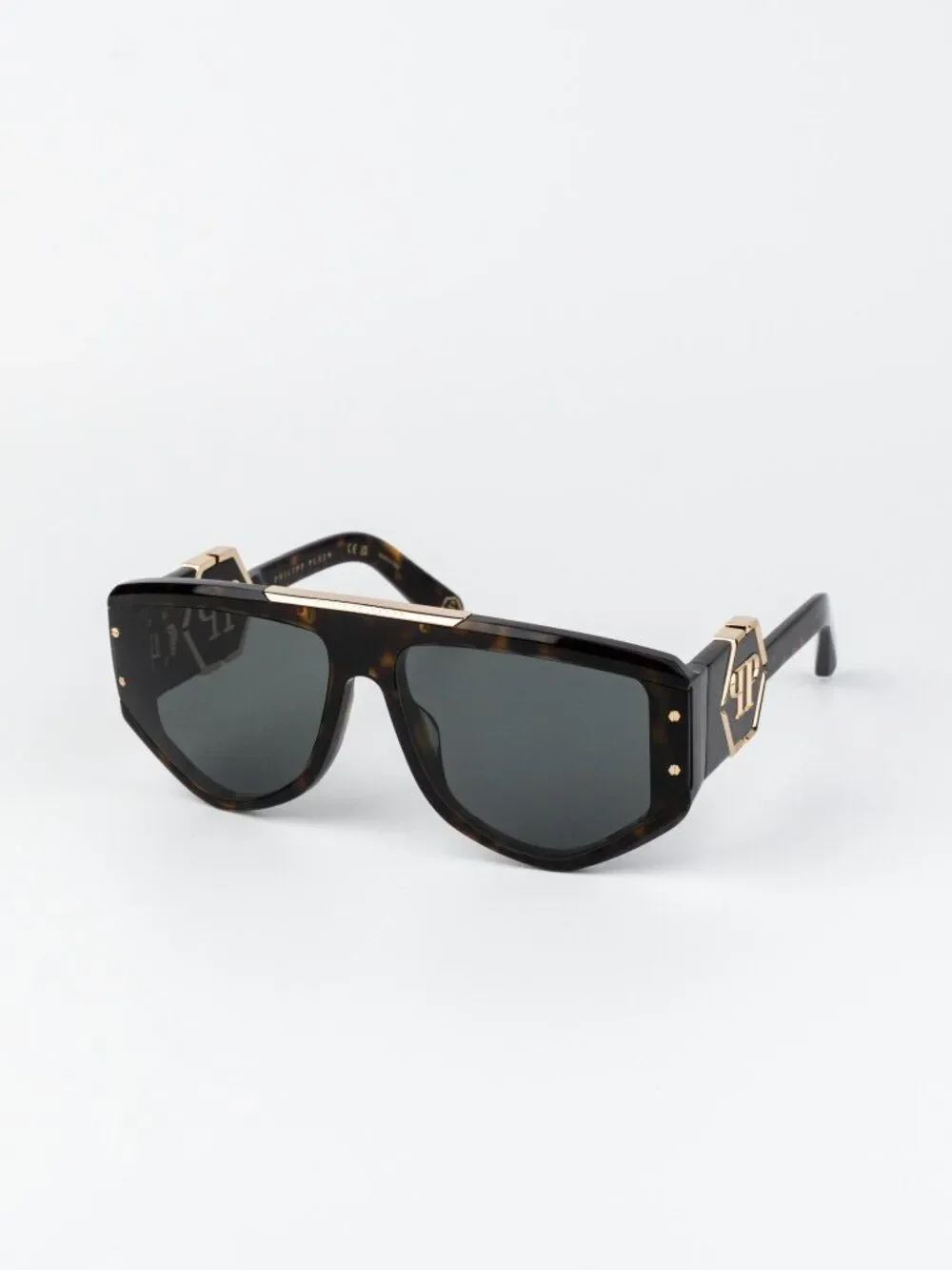 Philipp Plein Men Sunglasses Havana Green Mask SPP093M 0722 NEW AUTHENTIC